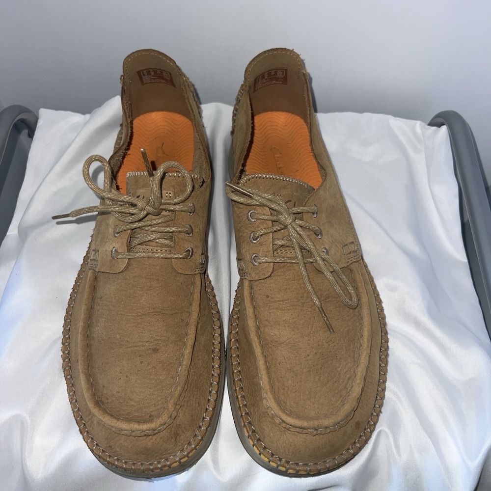 Clarks Mens Barleigh Lace Tan Suede Loafers Moc Toe Shoes 26176875 Size 13